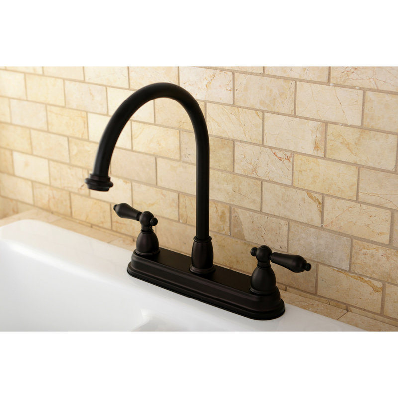Kingston Brass Restoration Two-Handle 8" Centerset Kitchen Faucet, Oil Rubbed Bronze, Without Spray