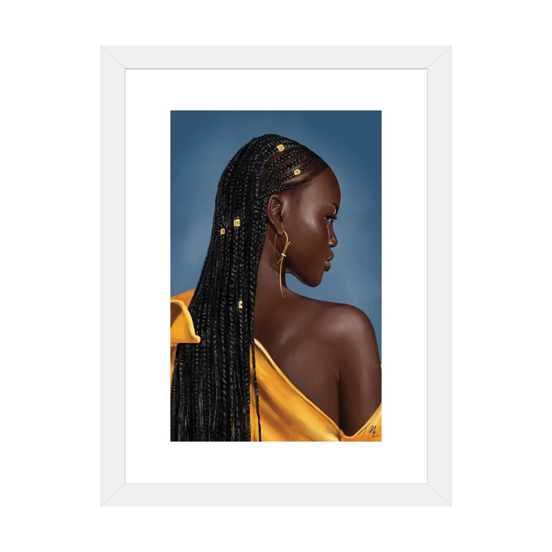 «The Lioness» par Tafari Mills - impression d'art graphique, Papier encadré blanc, Blanc, H 24 po x l 16 po x P 1 po