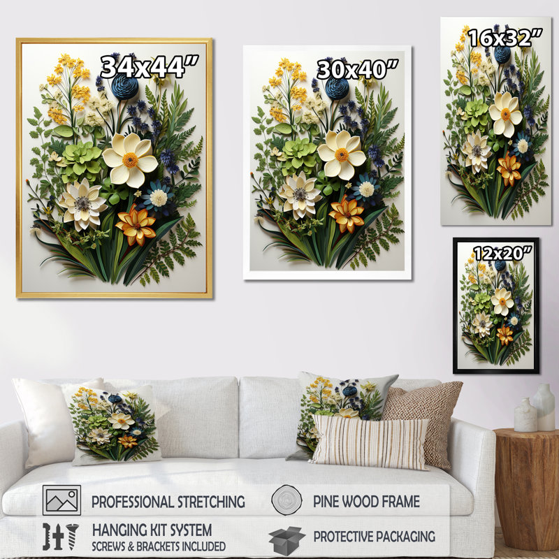 Herbes, minimalisme, impression, Toile tendue, H 20 po x l 12 po x P 1 po