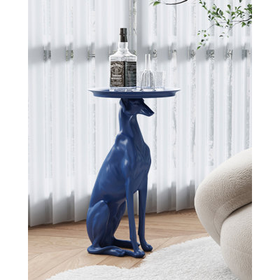 Seated Dog Sculpture With Tray Top Home Accent Decor