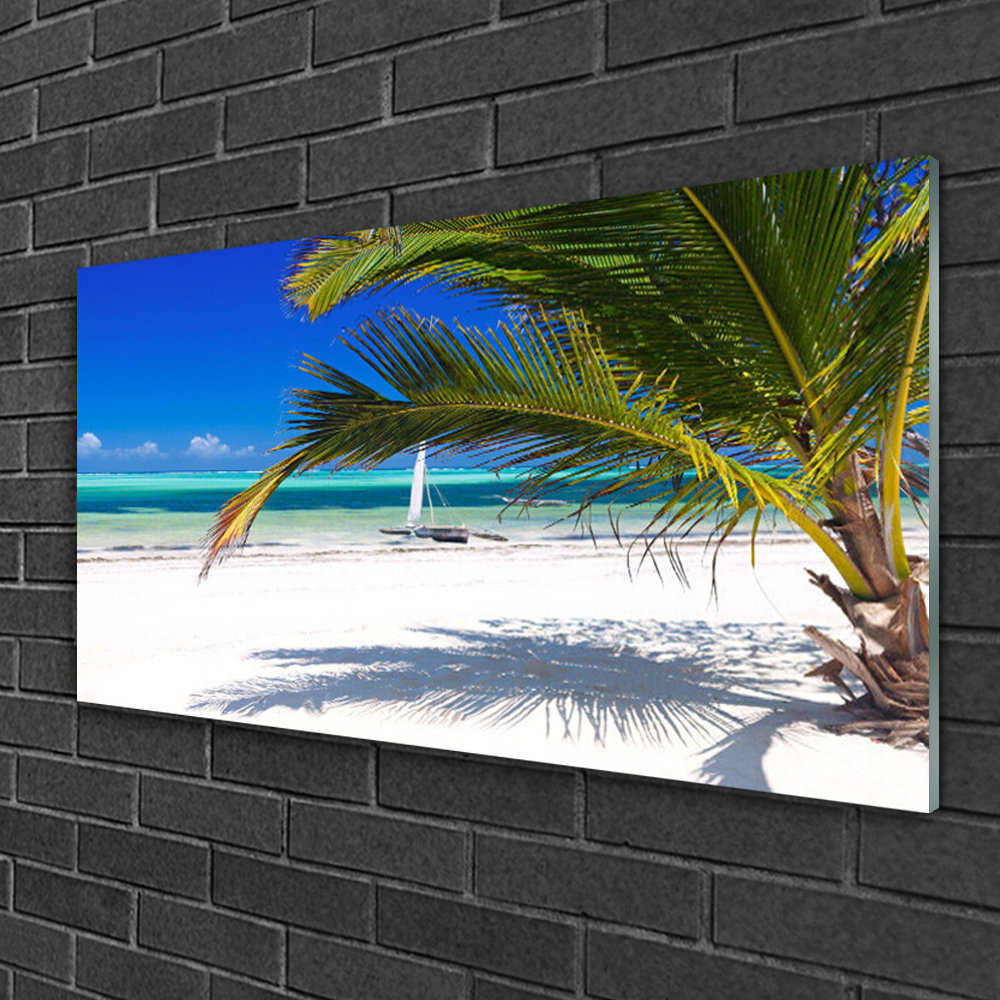 Glasbild Landscape Beach Palm