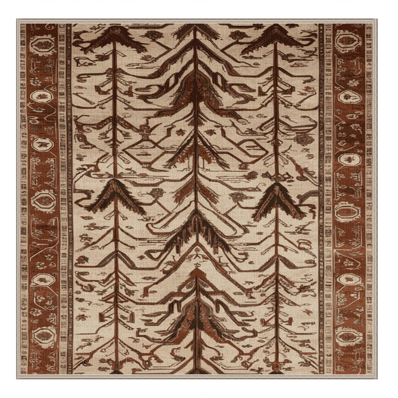 Machine Washable Persian Brown Area Rug, Square 4'