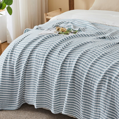 EMME 100% coton mousseline respirante gaze douce et légère rayée pour adultes
