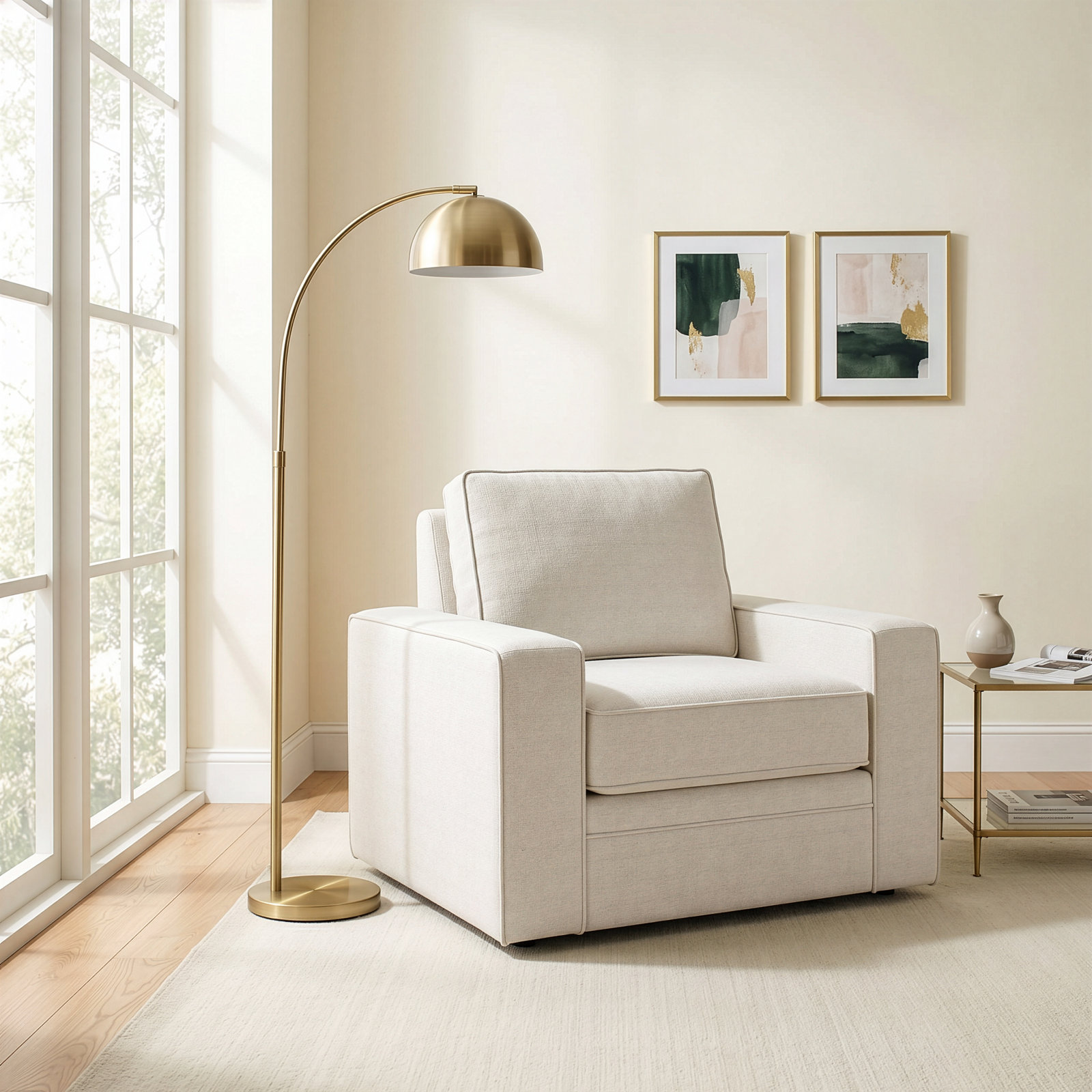 Miranda Upholstered Accent Chair, Macarena Beige
