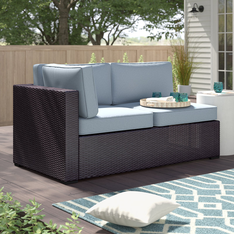 Arbedella 62.25'' Wide Metal Loveseat with Cushions, Mist