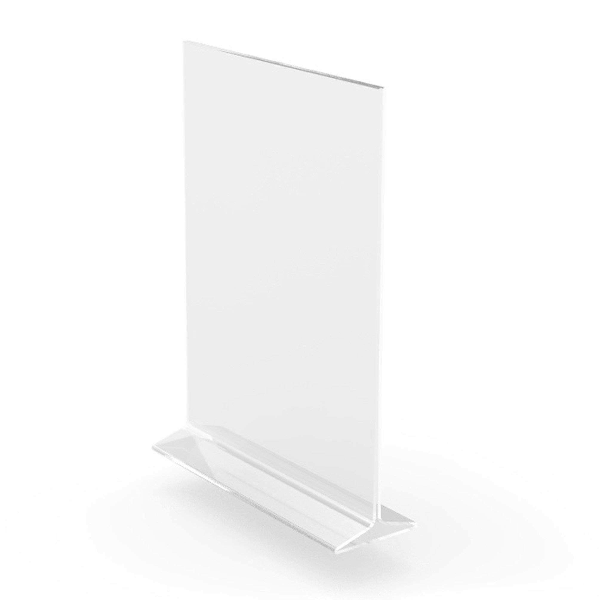 Bottom Loading Clear Acrylic T-Frame Sign Holder 10 Wide x 8''  High-Horizontal/Landscape, 10-Pack - Azar Displays