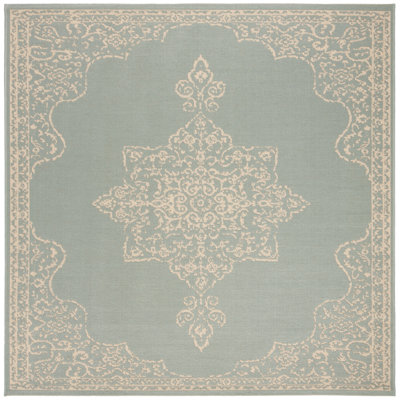 Danya Oriental Cream/Aqua Indoor/Outdoor Area Rug