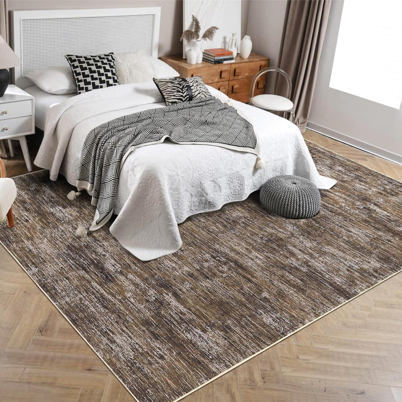 2x6 Runner Rug Washable Runner Rug Modern Abstract Runner Mat Hallway Contemporary Solid Rug Non-Slip Foldable Aesthetic Accent Floor Carpet Beige