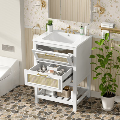 Meuble-lavabo 24 po avec lavabo en céramique intégré