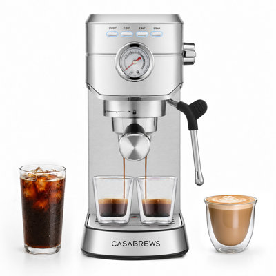 Machine à espresso CASABREWS CM5418, cafetière 20 bars avec contrôle de température PID, manomètre, préinfusion, buse à vapeur et design en acier inoxydable