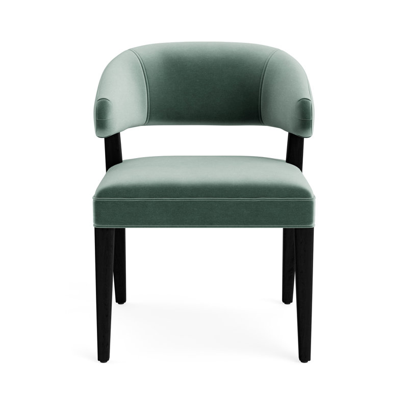 Keane Dining Chair, Performance Velvet - Jade, Black