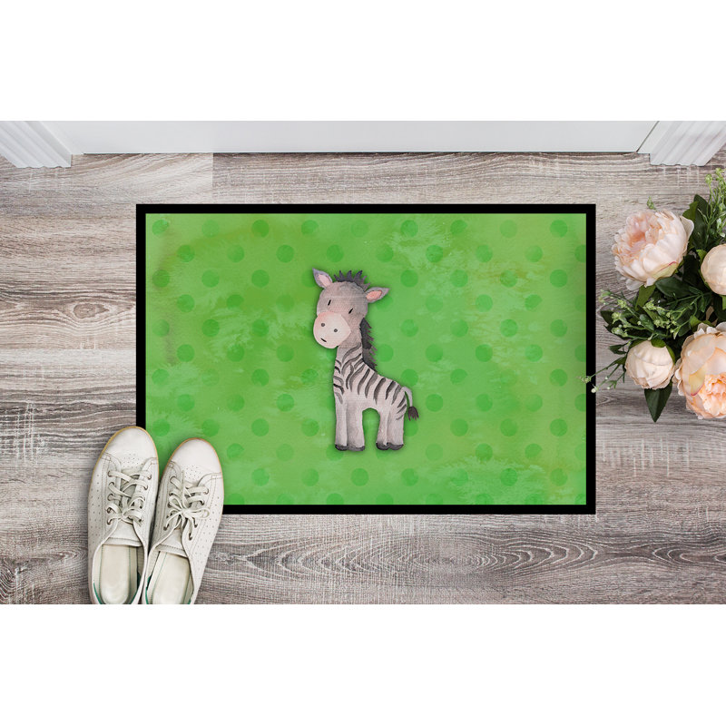 Tapis de porte d’extérieur anti-dérapant aquarelle zèbre Cowan, H 0,2 po x l 36 po x P 24 po