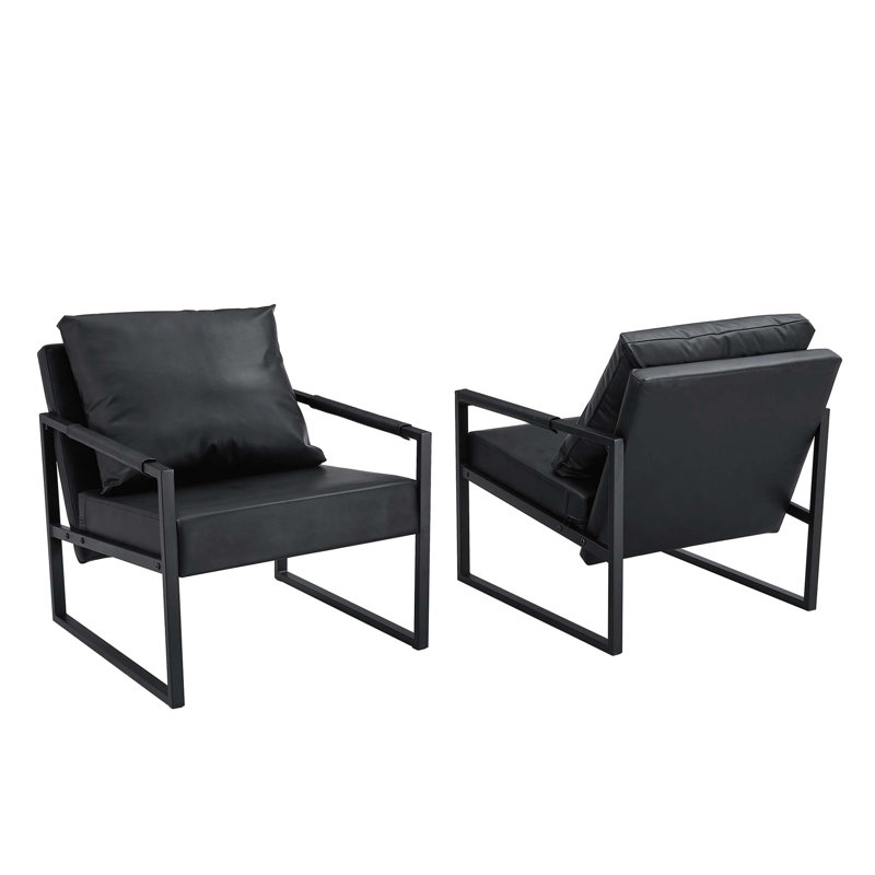 Ensemble de 1 canapé classique en cuir de polyuréthane et structure métallique - Conception ergonomique