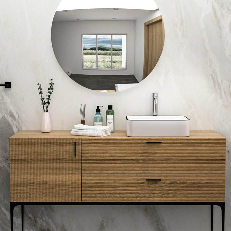 Lavabo de salle de bain rectangulaire moderne en céramique blanche 19 x 15 pouces - teinté, installation sur comptoir pour différents réglages, espaces