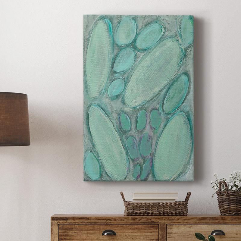 Blue Orbs I - Toile tendue avec châssis de qualité supérieure - prête à être accrochée, Sans cadre, H 12 po x l 8 po x P 1 po