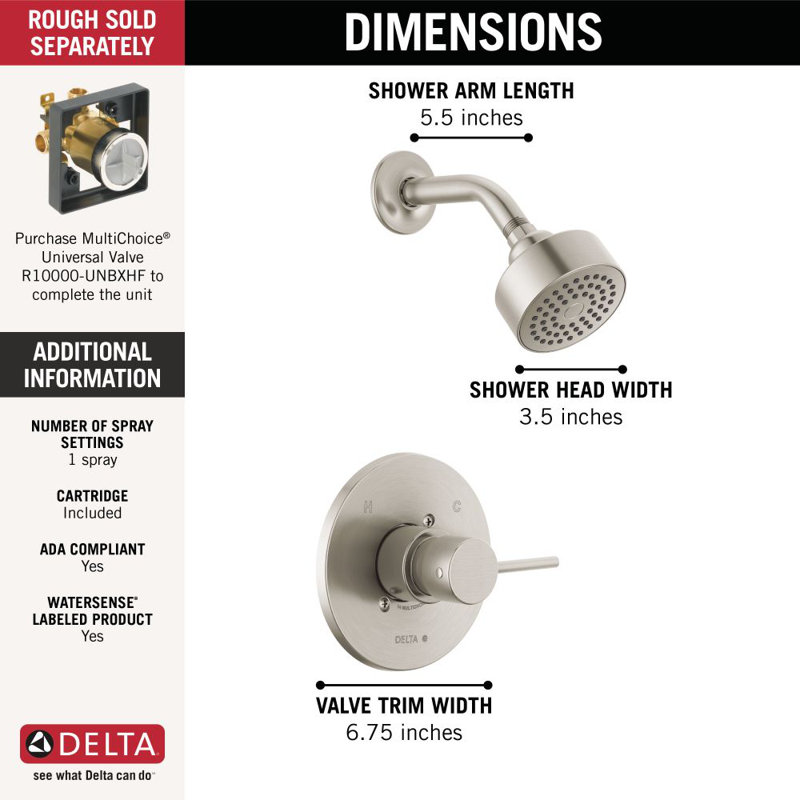 Modern Monitor 14 Series Valve Only Trim, Brushed Nickel