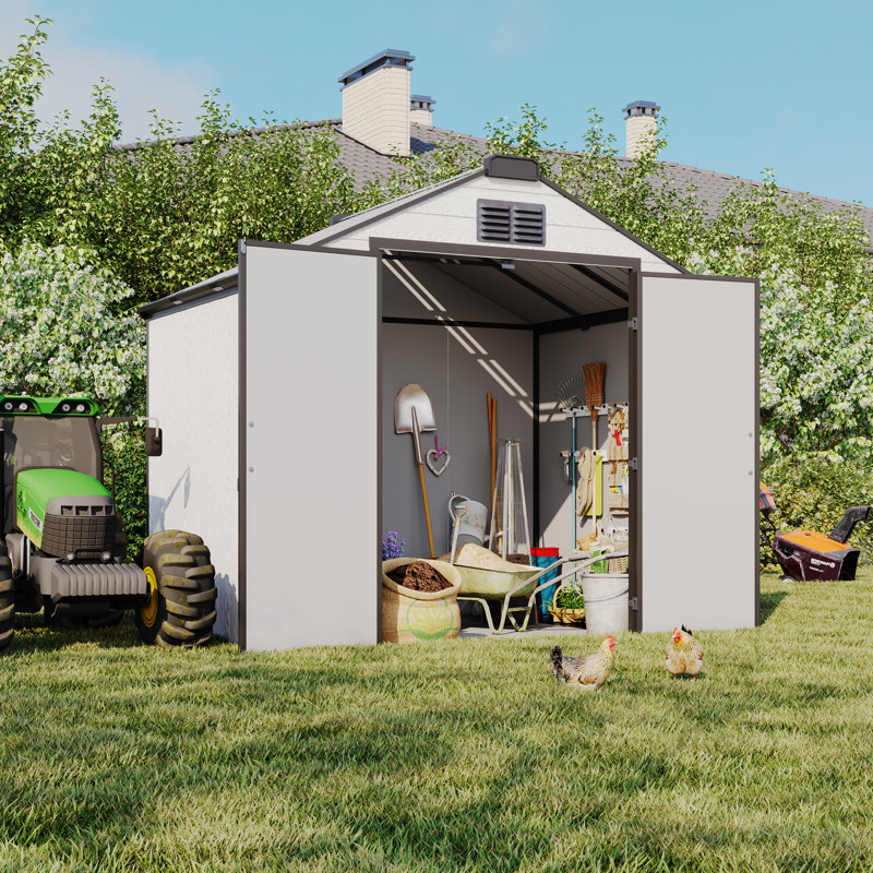8 Ft. W X 6 Ft. D Resin Storage Shed With Floor, Outdoor Garden Shed