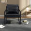 Canapés confortables en cuir PU noir, design industriel moderne pour espaces polyvalents