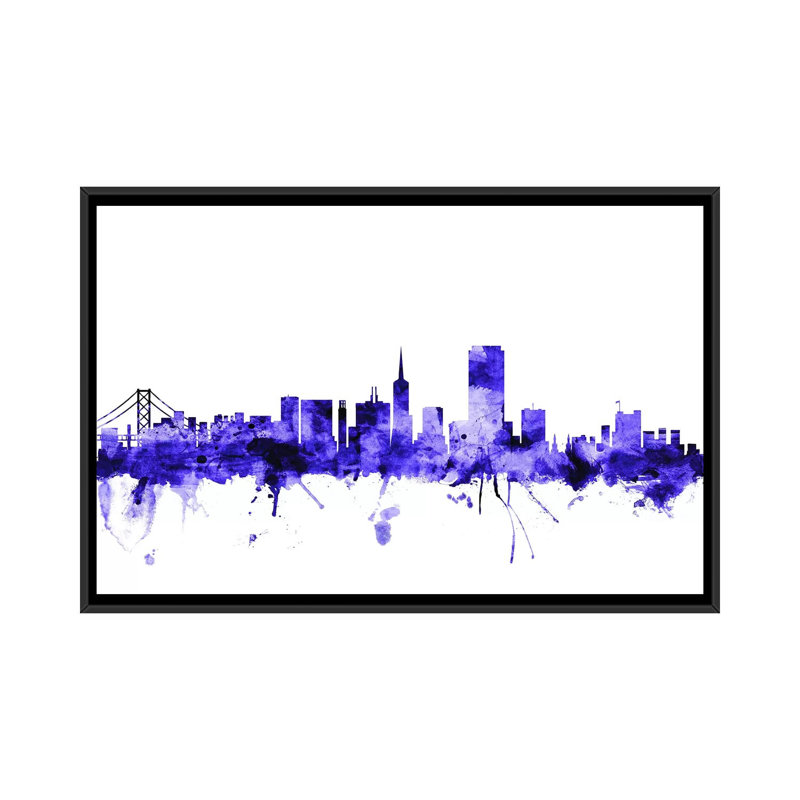 «San Francisco, California Skyline I» par Michael Tompsett, impression, H 32 po x l 48 po x P 1,5 po, Toile avec cadre noir