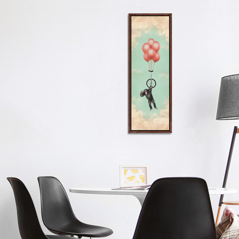 The Unicycle Incident III by Vin Zzep - Panoramic Print on Canvas, 121.92 cm H x 40.64 cm W, Classic Brown Wood Framed
