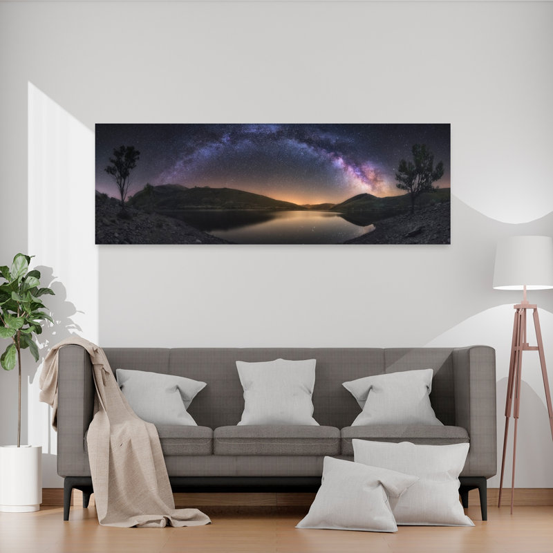 Milky Way Lake Reflection 1 Piece Wrapped Canvas Panoramic Wall Art, 50.8 cm H x 152.4 cm W
