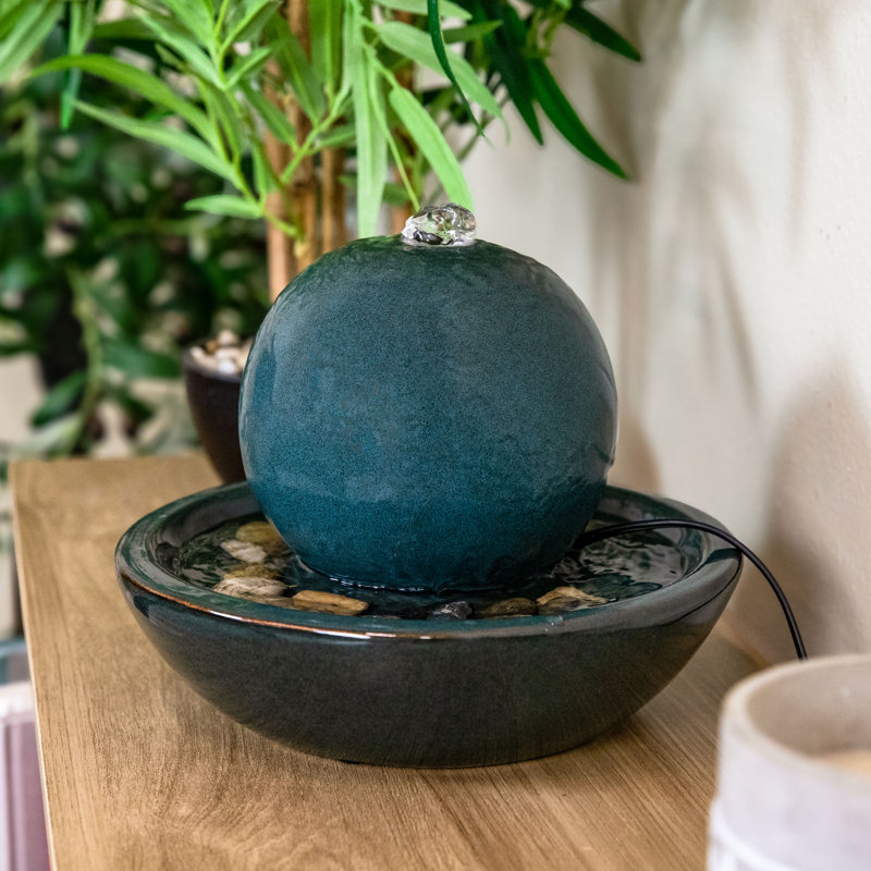 Fontaine de table en céramique avec orbe Donlon, Vert