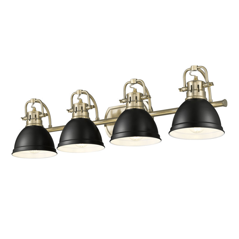 Brynnan 4-Light Bath Vanity, Matte Black, Aged Brass