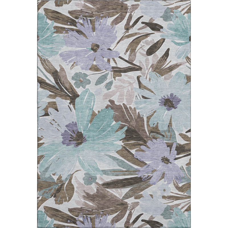 Premium Machine Washable Elize AMF1481 Floral Rug, Rectangle 2'6" x 3'10"