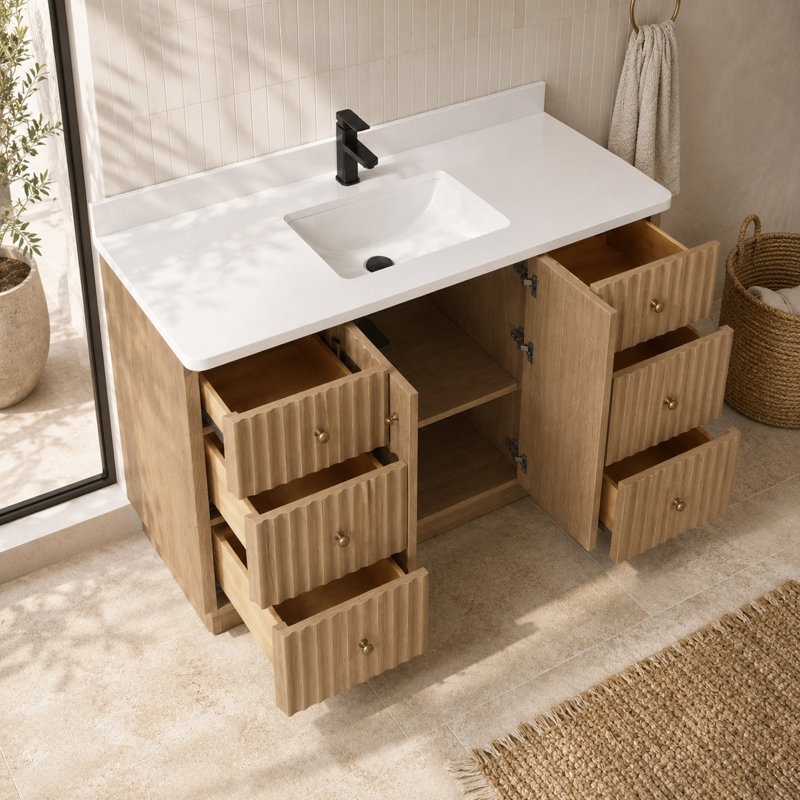 La Jolla 55'' Single Bathroom Vanity With Engineered Stone Top