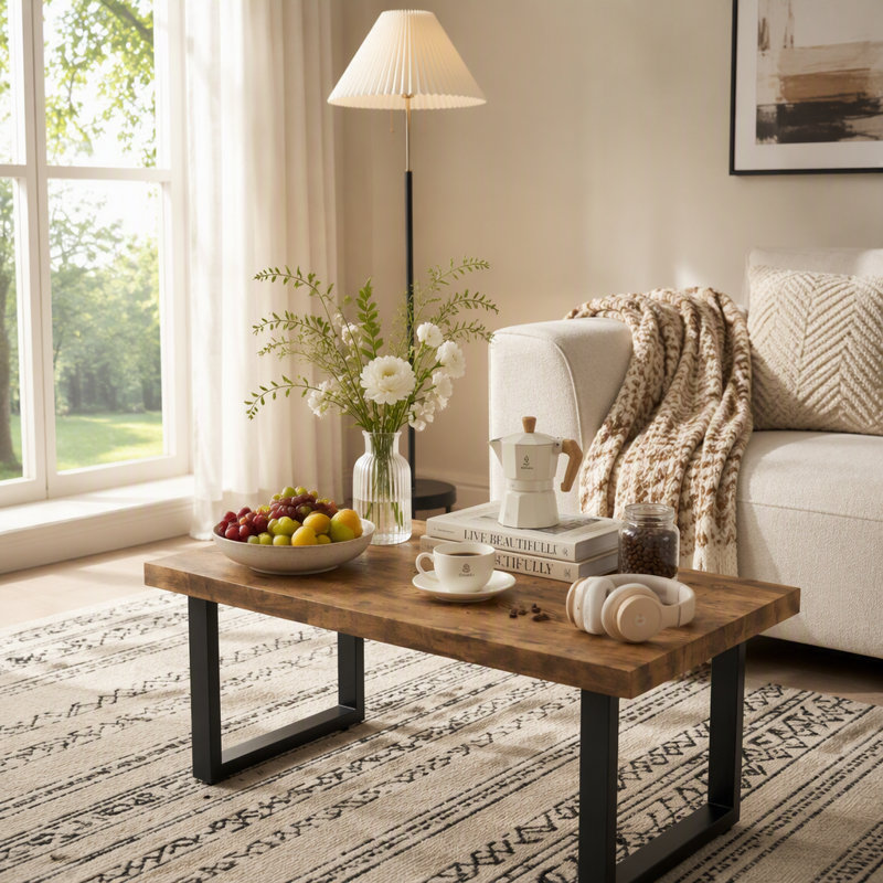 Table basse en MDF, H 17,91 po x l 39,4 po x P 21,65 po, Noyer, noir