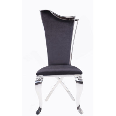 Black Fabric & Stainless Steel Side Chair (Set Of 2)