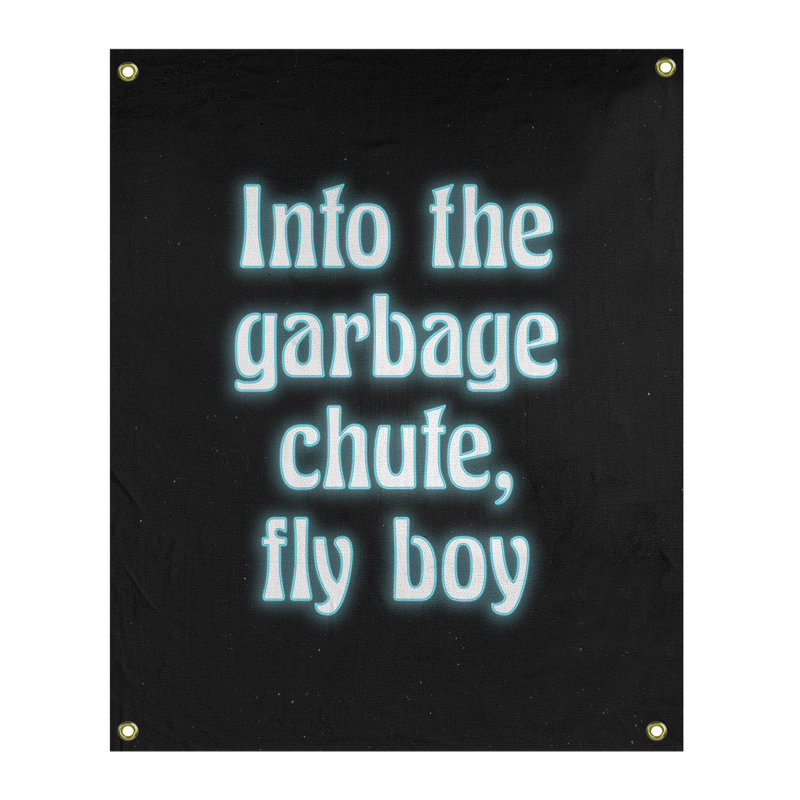 Tapisserie citation d’humour space en polyester, H 80 po x l 59 po
