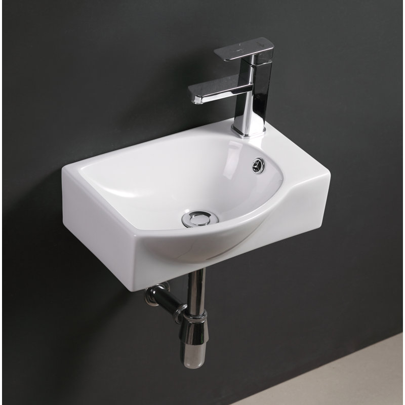 Elanti 11.25'' White Ceramic Rectangular Bathroom Sink