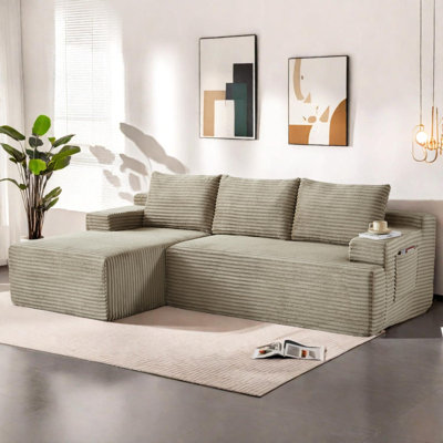 Canapé modulaire en L avec siège profond, canapé-lit modulaire, aucun assemblage requis