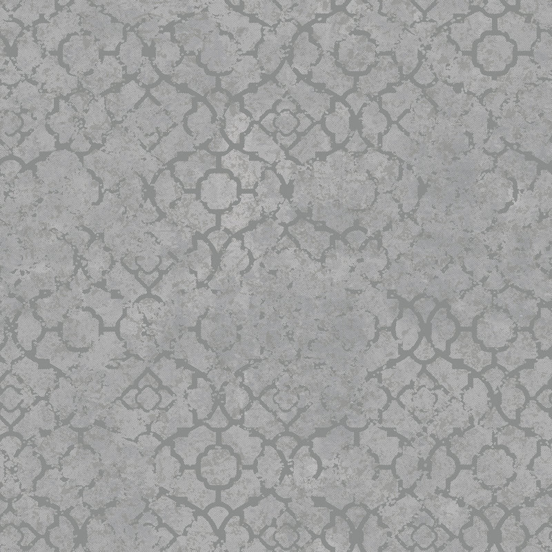 Emporium Metallic Aged Quatrefoil 3D Embossed 33' L x 21" W Wallpaper Roll, Silver