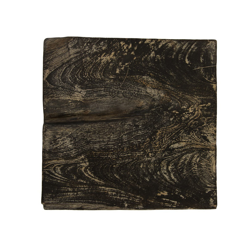 Tabouret d'appoint en bois massif noir délavé
