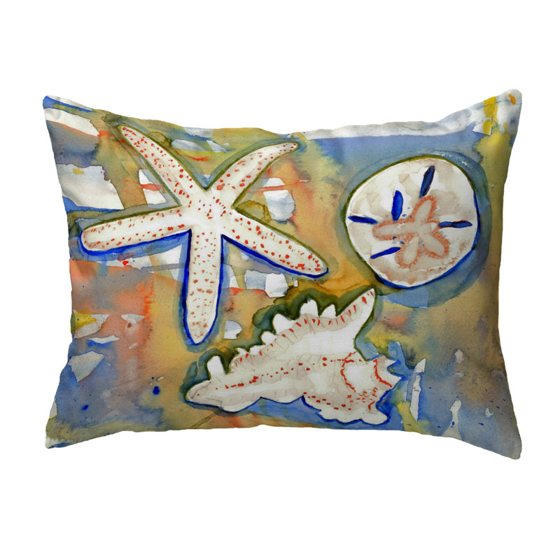 Beach Treasures Outdoor Reversible Throw Pillow