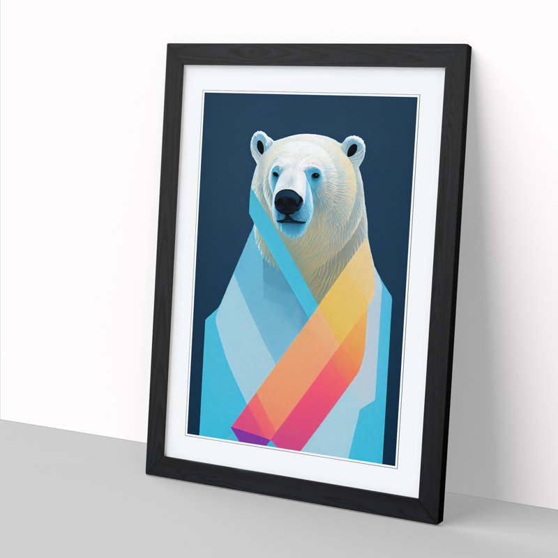 Leondrae Polar Bear Painting Vol.2 - Picture Frame Print, 34cm H x 25cm W x 2cm D, Walnut