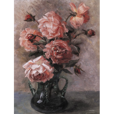 Fleurs sauvages dans un vase en céramique sur toile par impression à lettres et doublée