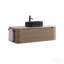 Meuble-lavabo de 48 po avec lavabo, armoire murale en chêne miel avec porte-serviettes gratuit, lavabo simple en céramique à rayures ovales noires, sans bonde ni robinet, pré-assemblé