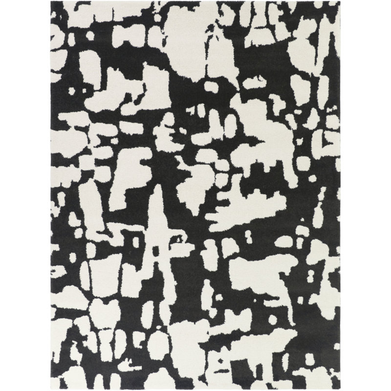 Hageman Charcoal/Cream Abstract Modern Area Rug, Rectangle 7'10" x 10'