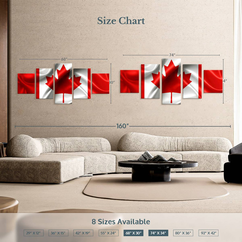 Silky Canadian Flag, 34" H x 74" W