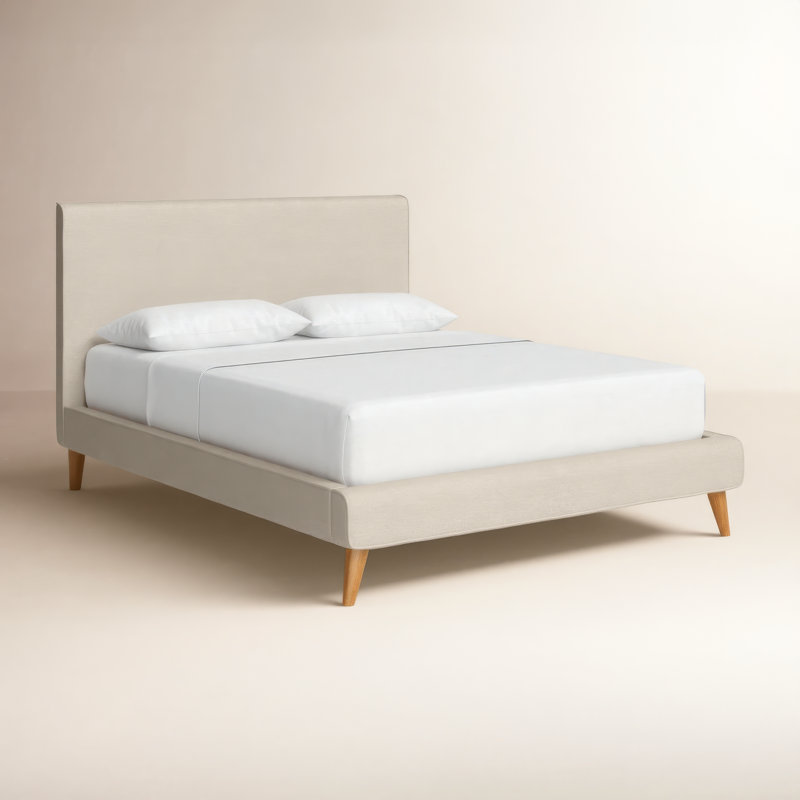 Williams Upholstered Bed, Queen, Beige Linen