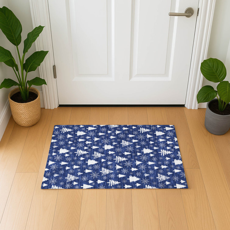 Premium Machine Washable Dockside AMF1815 Christmas Trees Rug