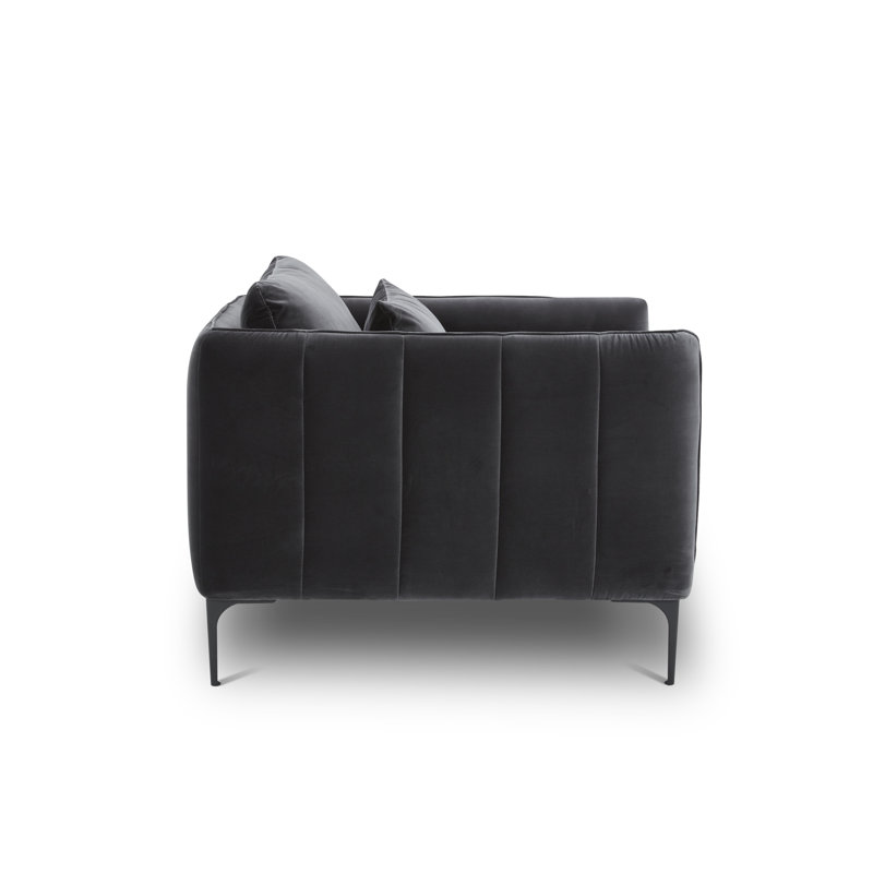 Ensemble de salon rembourré 3 pièces Rae, Velours gris Falkirk