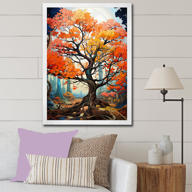 «Maple Tree Neon Vibrancy» sur toile, Cadre flottant naturel, H 40 po x l 30 po x P 1,5 po