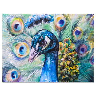 « magnifique peacock aquarelle », reproduction d’art sur toile tendue