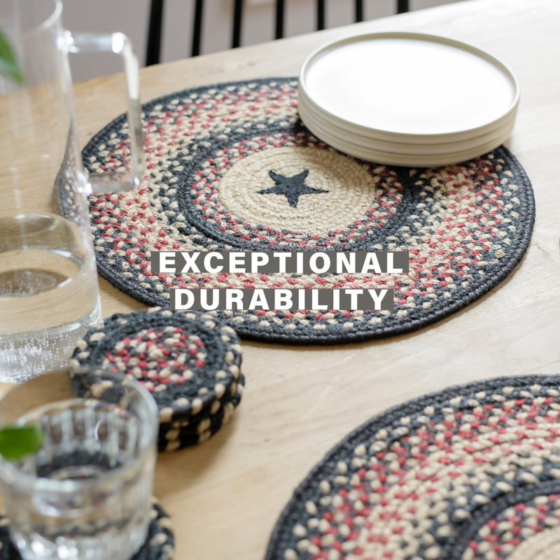 Premium Jute Braided Indoor Table Runners, Size 11"x36", 11" x 36" Oval, Gloucester PS, Geometric/Striped/Starbust