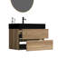 Meuble-lavabo mural flottant, 30 pi avec lavabo en quartz d'ingénierie en chêne, tiroirs noirs doux, esthétique Mid-Century, laque à base d'eau E0-402431684-402431738
