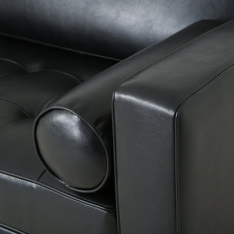Canapé moderne et confortable avec pieds en bois, polyuréthane et bureau Sofamirod, Noir